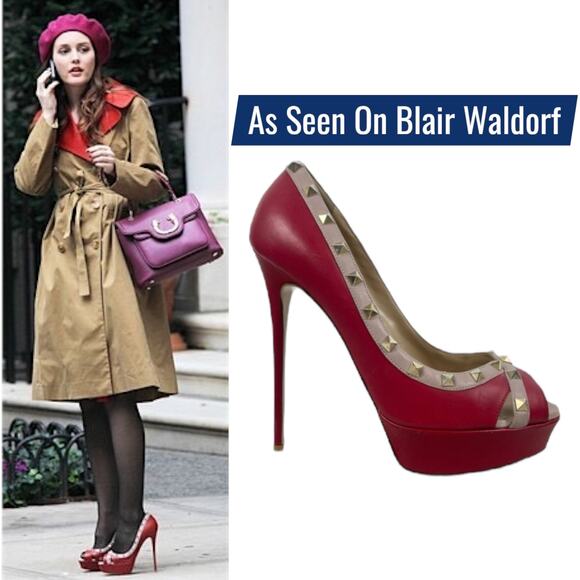 Valentino Garavani Rockstud Two Tone Platform Pumps Peep Toe Size 41 - Picture 1 of 11